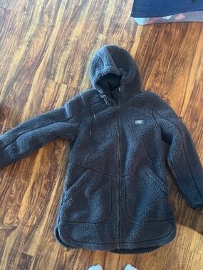 L.L. Bean Women’s Hooded Sherpa Puffer Jacket - Charcoal